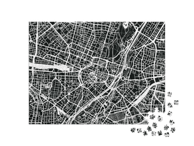 Puzzel 1000 stukjes „Vector stadsplattegrond van München, Duitsland“