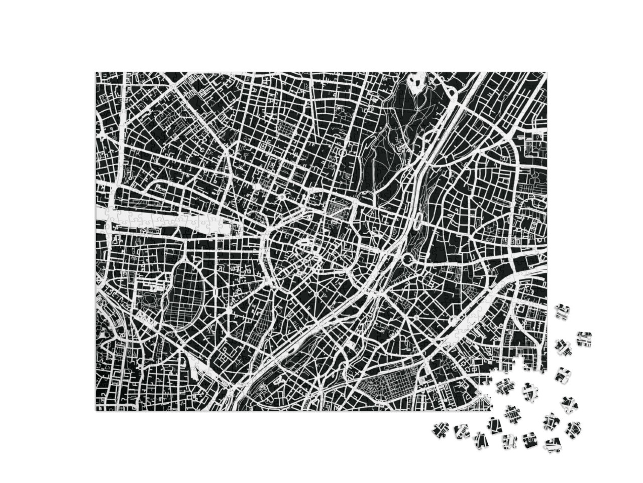 Puzzel 1000 stukjes „Vector stadsplattegrond van München, Duitsland“