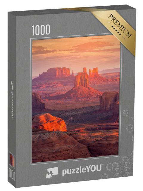 Puzzel 1000 stukjes „Hunts Mesa bij zonsopgang, Monument Valley, Arizona, VS“