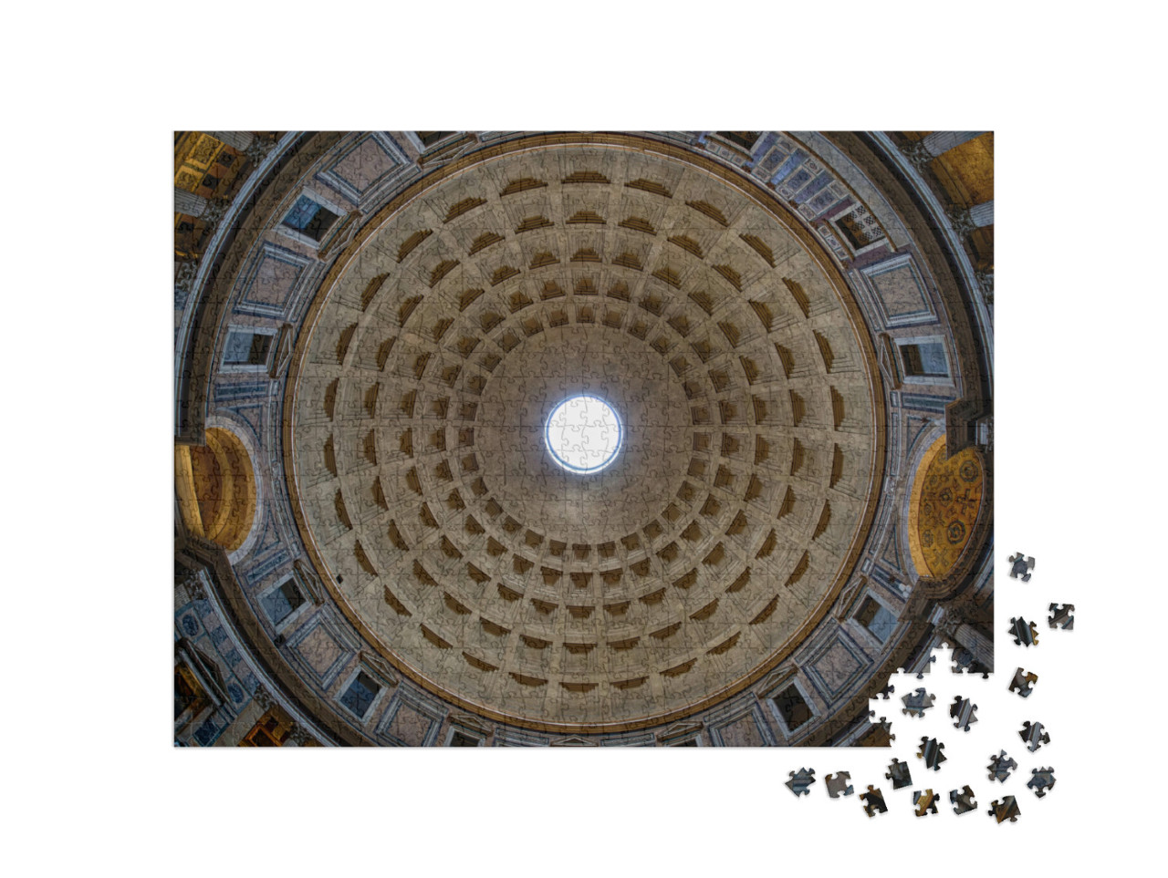 Puzzel 1000 stukjes „Plafond van het Pantheon in Rome“