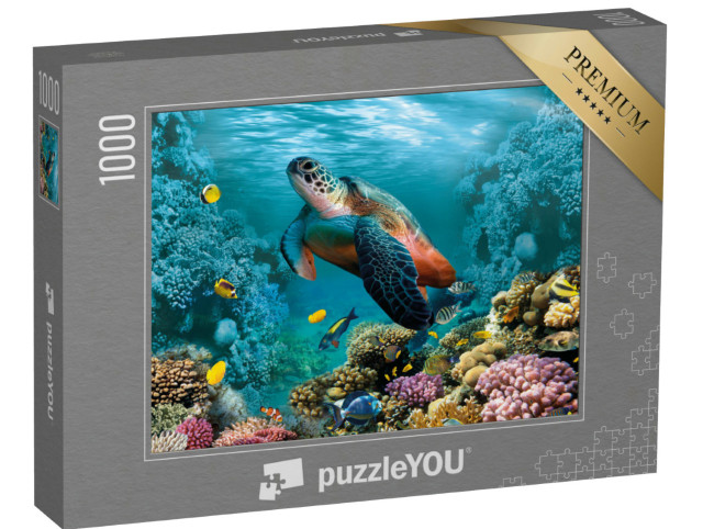 Puzzel 1000 stukjes „Onderwaterwereld met een schildpad en koralen“