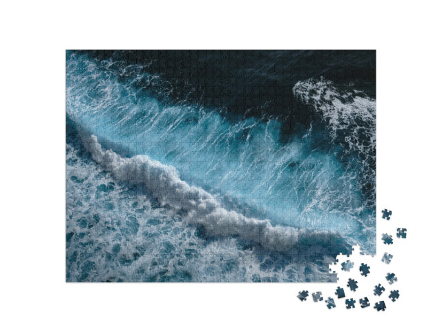 Puzzel 1000 stukjes „Golven in het blauwe, heldere zeewater van de oceaan“