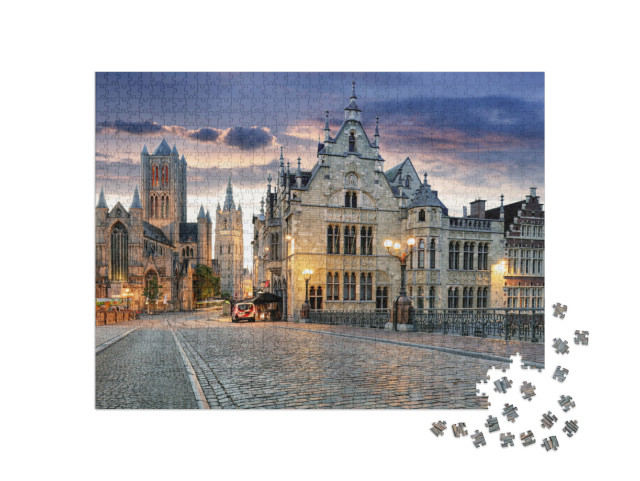 Puzzel 1000 stukjes „Schemering in Gent, België“
