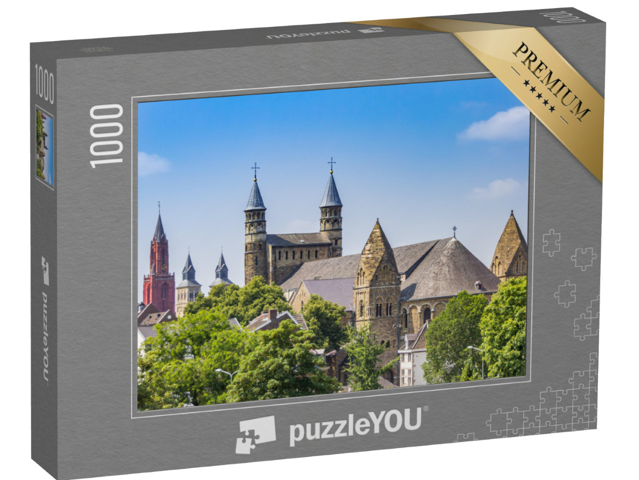 Puzzel 1000 stukjes „Torens van historische kerken in de skyline van Maastricht, Nederland“