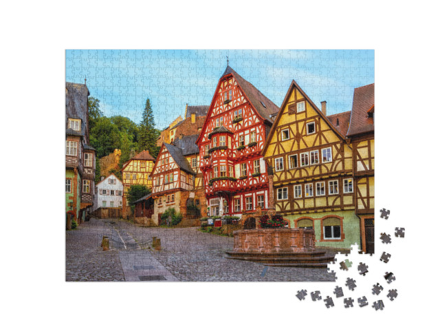 Puzzel 1000 stukjes „Vakwerkhuizen in de historische oude stad Miltenberg, Beieren“