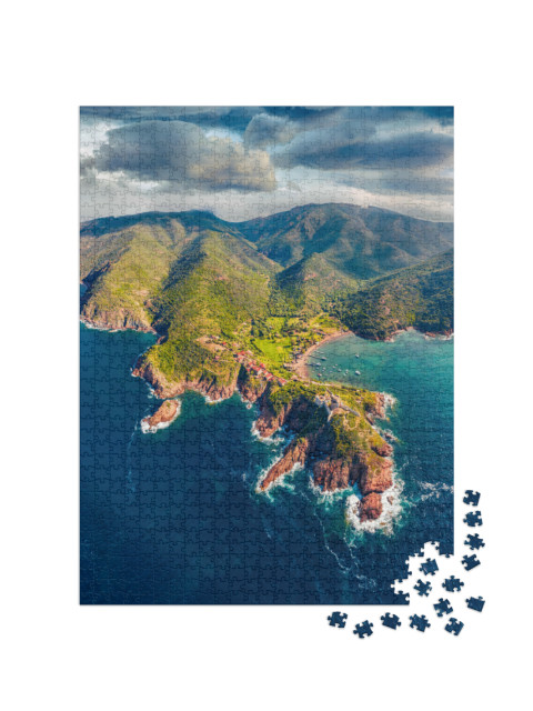 Puzzel 1000 stukjes „Een ochtend in Port de Girolata, Corsica, Frankrijk“