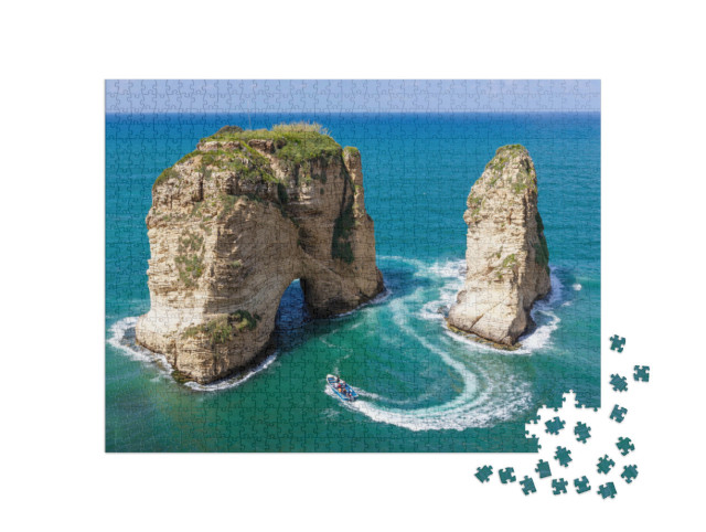 Puzzel 1000 stukjes „Rouche Rocks in Beiroet, Libanon“