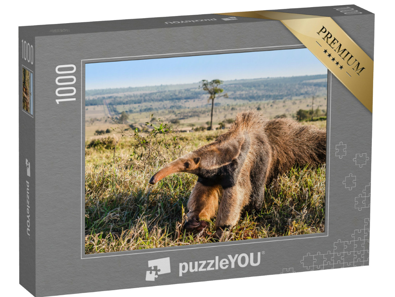 Puzzel 1000 stukjes „Een wilde reuzenmiereneter in de wei“