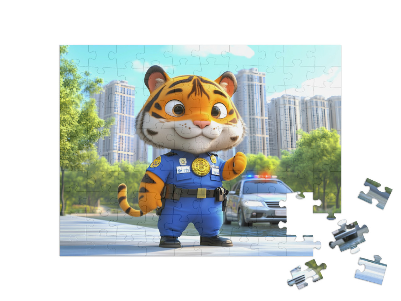 Puzzel 100 stukjes „Een dierenpolitieactie“