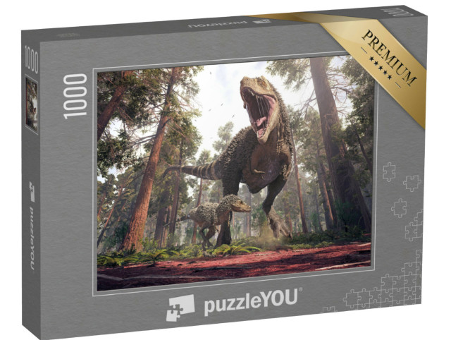 Puzzel 1000 stukjes „Tyrannosaurus Rex en zijn jongen“