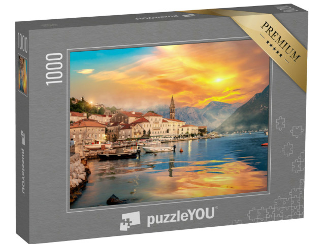 Puzzel 1000 stukjes „Historische stad Perast in de Baai van Kotor, Montenegro“