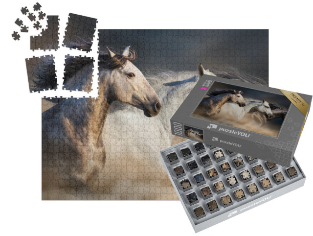 SMART SORTED® | Puzzel 1000 stukjes „Paarden galopperend door het woestijnstof“
