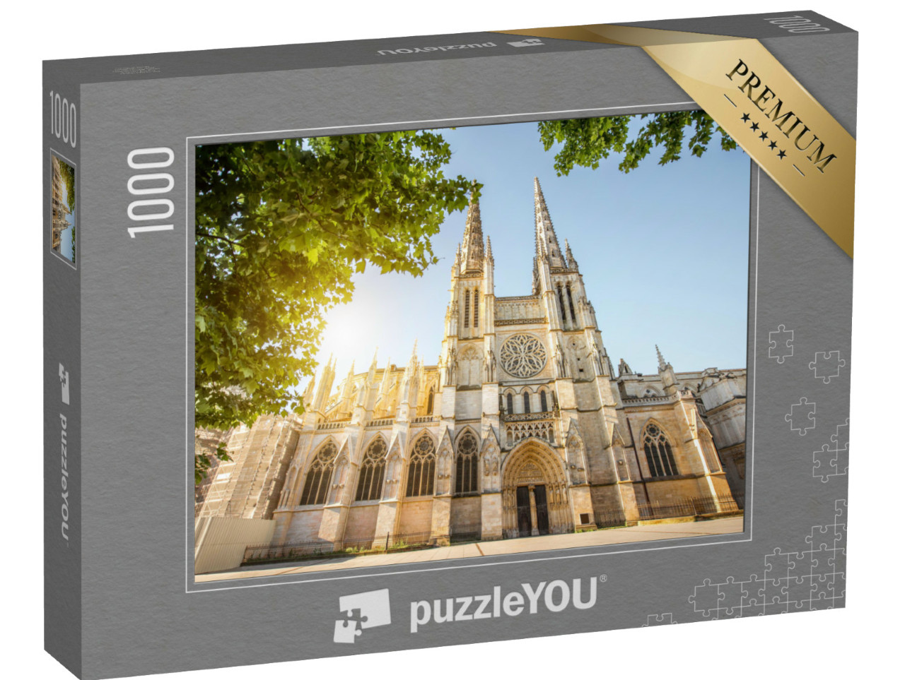 Puzzel 1000 stukjes „Ochtendaanzicht van de prachtige kathedraal Pierre in Bordeaux, Frankrijk“