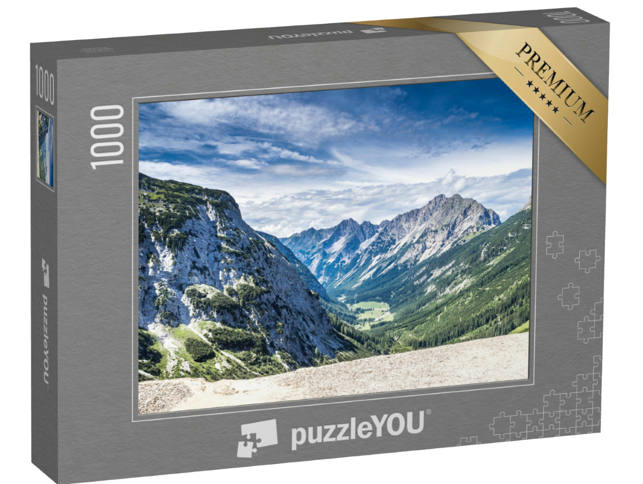 Puzzel 1000 stukjes „Panoramisch uitzicht op het Karwendeldal, Oostenrijkse Alpen“