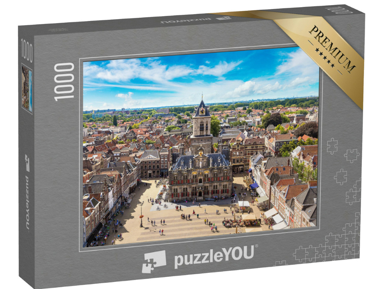 Puzzel 1000 stukjes „Panoramisch uitzicht op Delft Nederland“