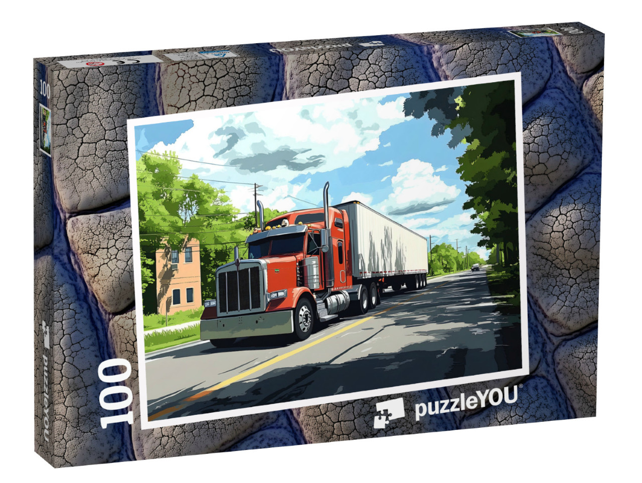 Puzzel 100 stukjes „Vrachtwagens op de weg“
