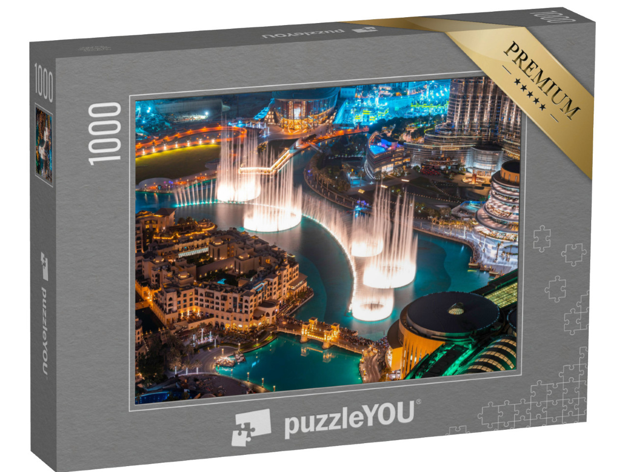 Puzzel 1000 stukjes „Dansende fonteinenshow bij nacht“