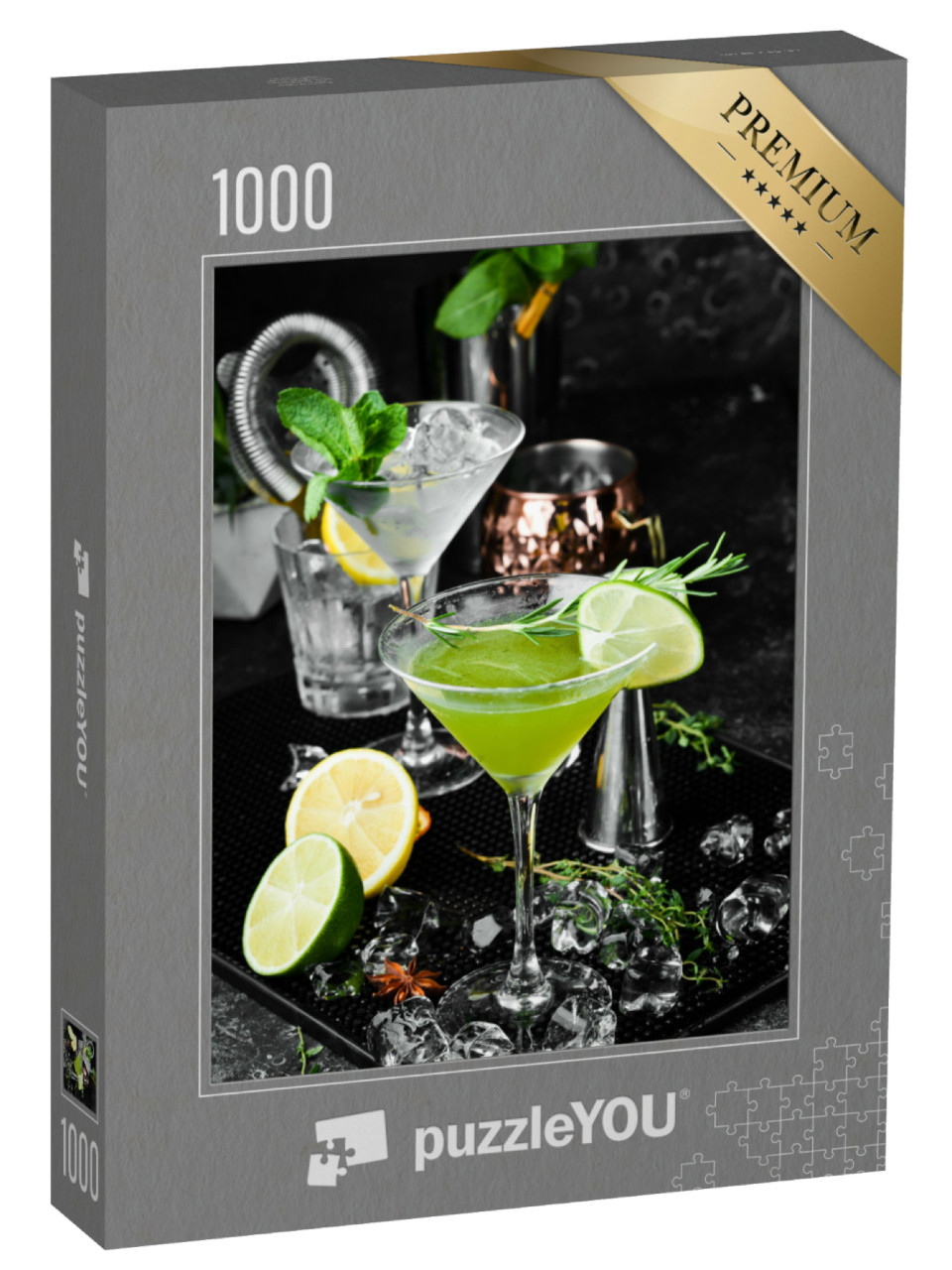 Puzzel 1000 stukjes „Verfrissende cocktail met limoen en rozemarijn“