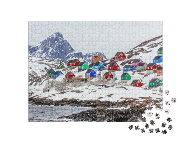Puzzel 1000 stukjes „Het dorp Kangamiut, Groenland medio 2015“