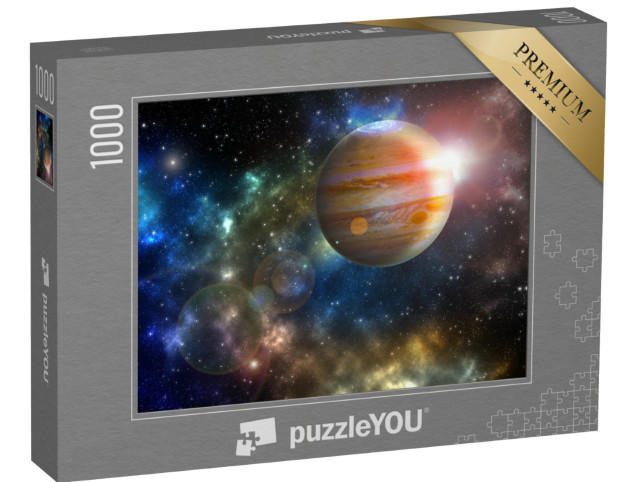 Puzzel 1000 stukjes „De planeet Jupiter in een kleurrijk universum van sterren“