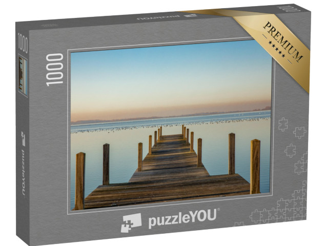 Puzzel 1000 stukjes „Idyllische houten steiger op het Veluwemeer bij zonsondergang“