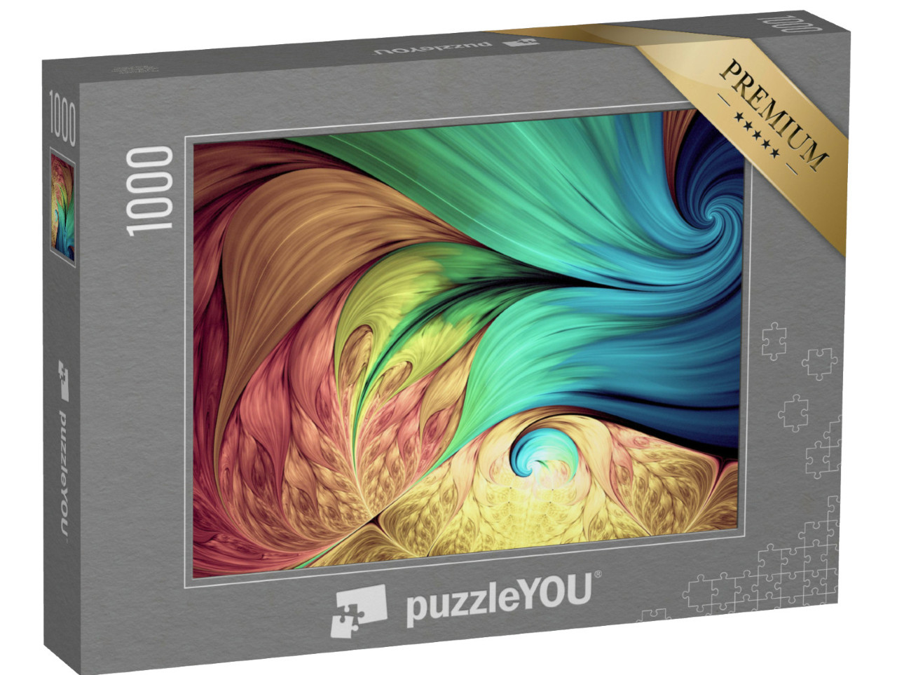 Puzzel 1000 stukjes „Ontspanningspatronen met fractal patronen: vloeiende natuurlijke vormen, bloemen, spiralen“