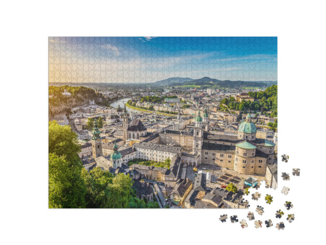 Puzzel 1000 stukjes „Salzburg bij zonsondergang, Oostenrijk“