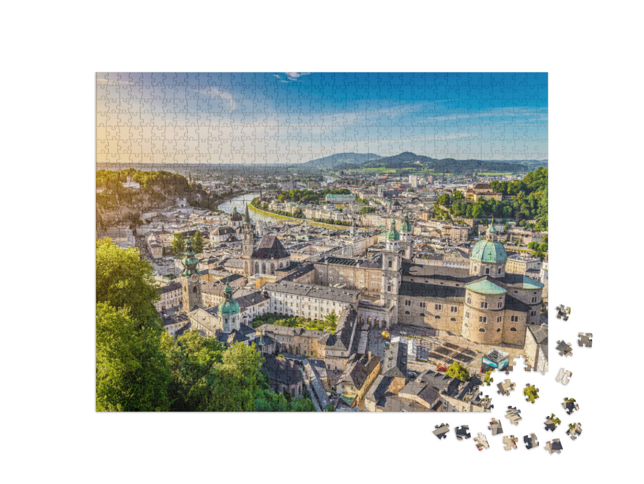 Puzzel 1000 stukjes „Salzburg bij zonsondergang, Oostenrijk“