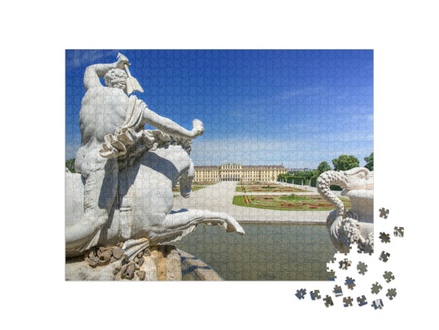 Puzzel 1000 stukjes „Neptunusfontein en paleis Schönbrunn in Wenen“