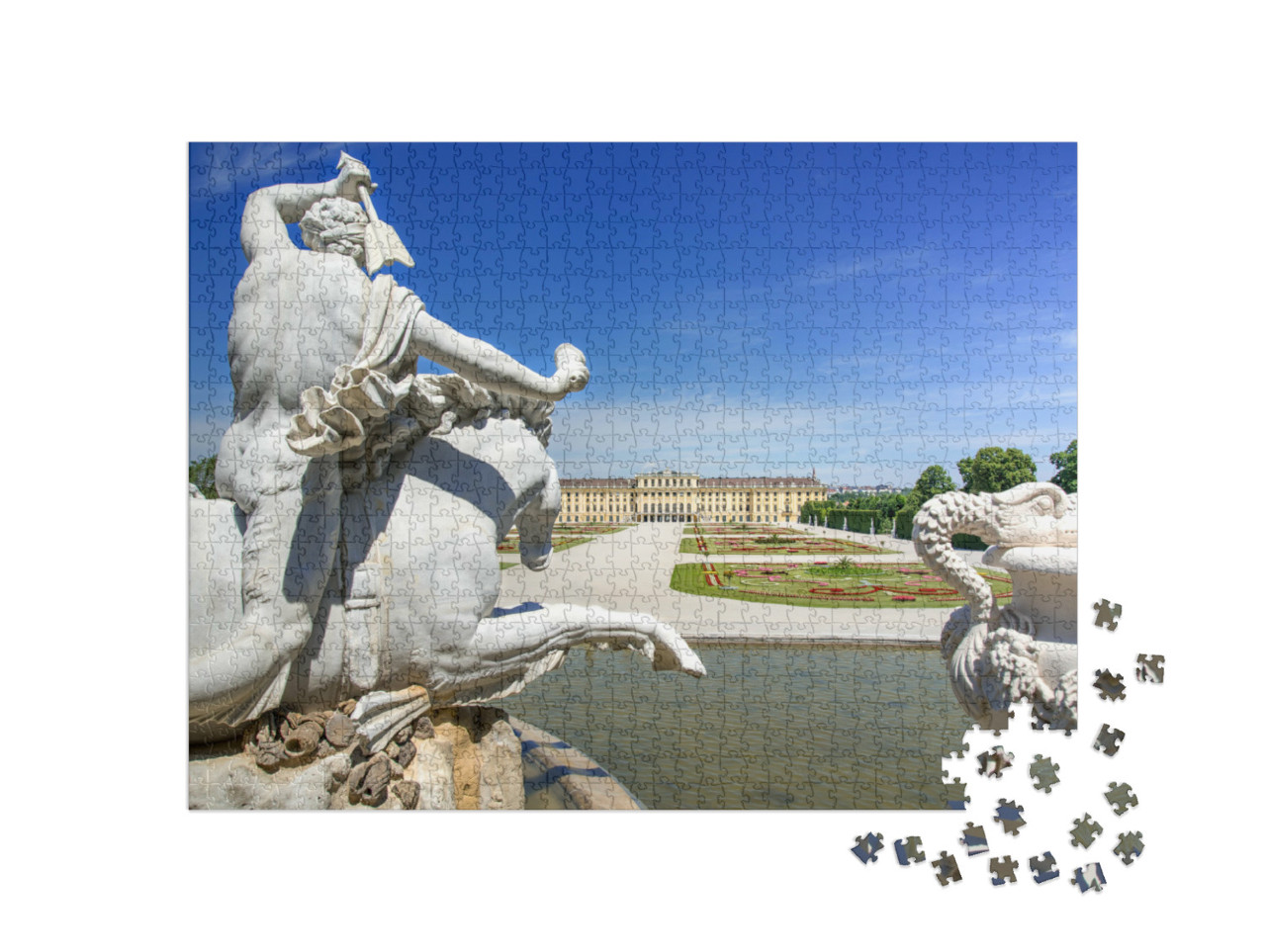 Puzzel 1000 stukjes „Neptunusfontein en paleis Schönbrunn in Wenen“