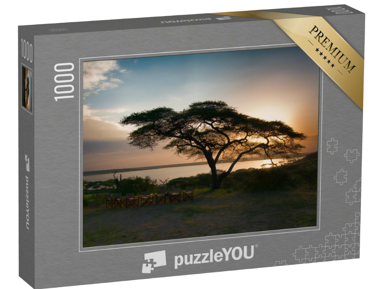 Puzzel 1000 stukjes „Toerist gebruikt het bijgebouw in de bush, Serengeti, Tanzania, Afrika“