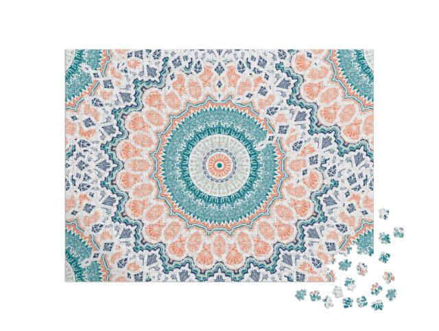 Puzzel 1000 stukjes „Handgetekende mandala met ornamenten uit verschillende culturen“