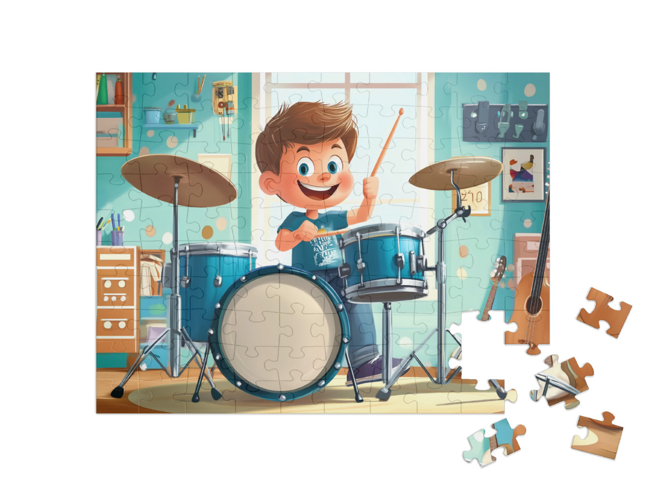 Puzzel 100 stukjes „Jimmy slaat op de drums“