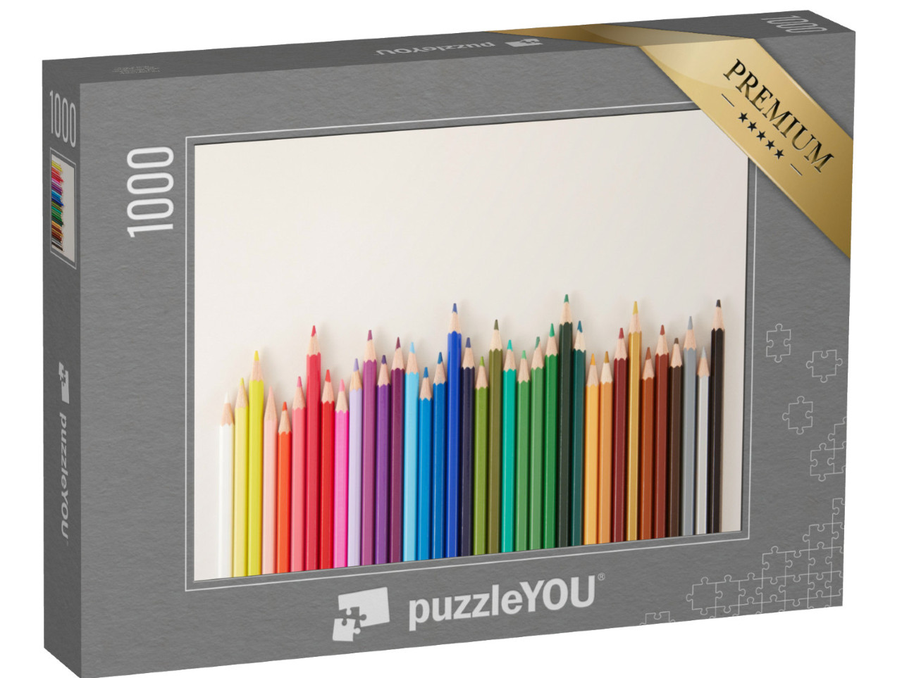 Puzzel 1000 stukjes „Kleurpotloden op een witte achtergrond“