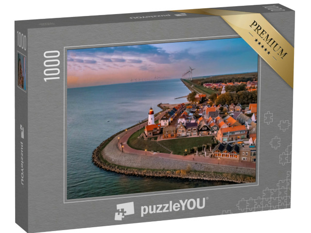 Puzzel 1000 stukjes „Zonsondergang op Urk bij de vuurtoren“
