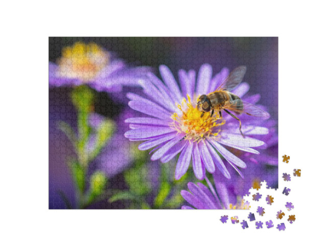 Puzzel 1000 stukjes „Bij op een paarse bloem“