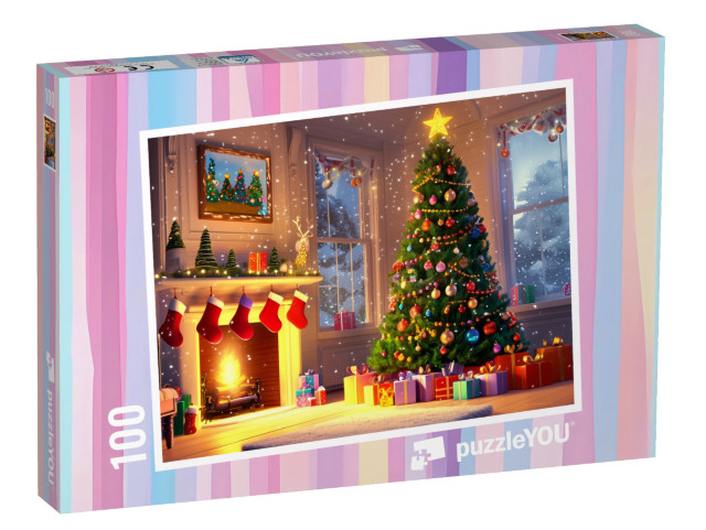 Puzzel 100 stukjes „De fonkelende kerstboom“