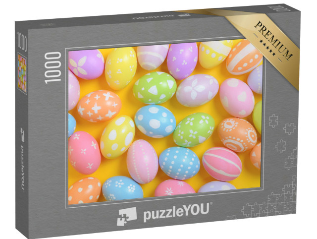 Puzzel 1000 stukjes „Vrolijk Pasen: veel kleurrijk versierde paaseieren“