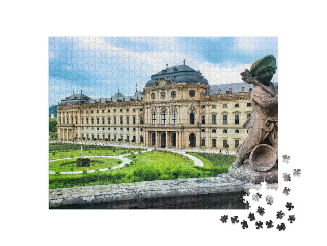 Puzzel 1000 stukjes „Standbeeld in de tuin van de Residentie Würzburg“