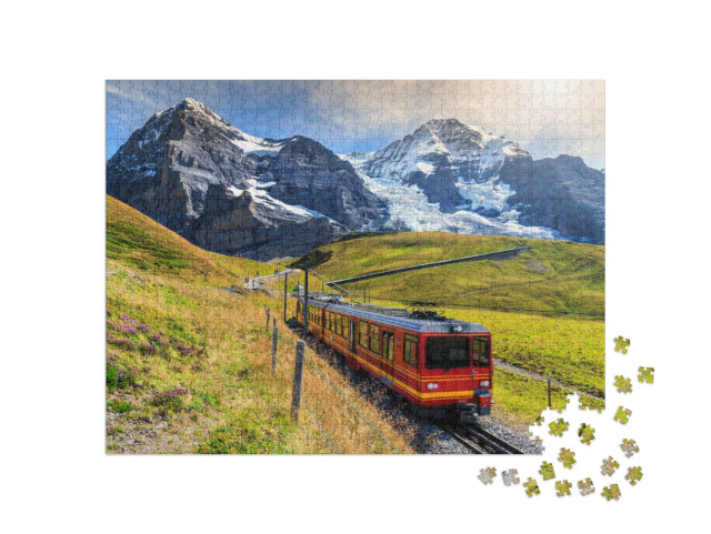 Puzzel 1000 stukjes „Jungfrau-baan in het Berner Oberland, Zwitserland“