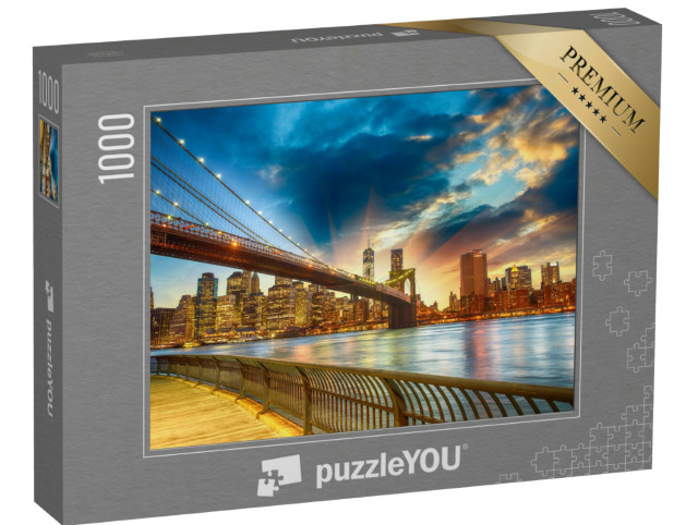 Puzzel 1000 stukjes „Zonsondergang boven Manhattan, New York City, VS“