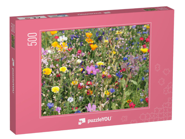 Puzzel 500 stukjes „Een kleurrijke weide met wilde bloemen“