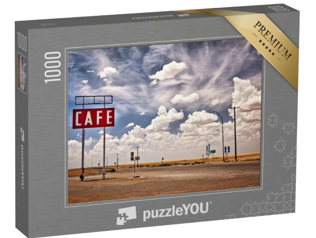 Puzzel 1000 stukjes „Café uithangbord langs de historische Route 66 in Texas“