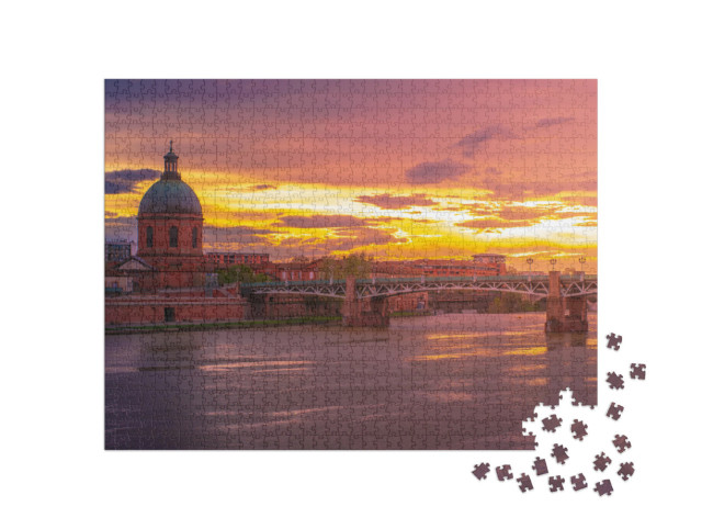 Puzzel 1000 stukjes „Koepel bij schemering in Toulouse, Frankrijk“