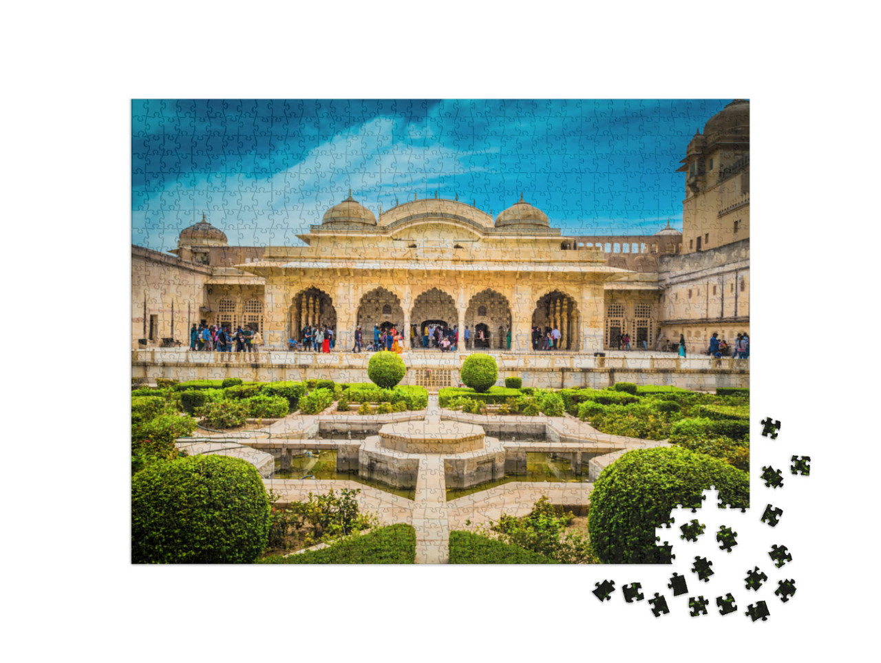 Puzzel 1000 stukjes „Sheesh Mahal van het Amber Fort, Jaipur“