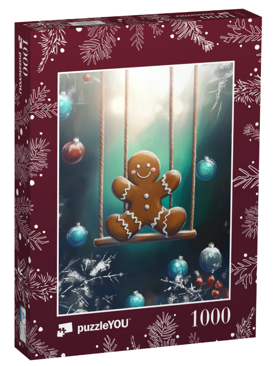 Puzzel 1000 stukjes „Le bonhomme de pain d'épice se balance à l'heure de Noël“