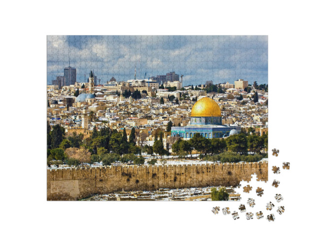Puzzel 1000 stukjes „Jeruzalem in de sneeuw“