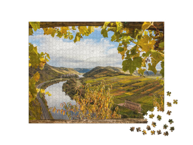 Puzzel 1000 stukjes „Gouden wijngaarden: Moezel in de herfst, Duitsland“