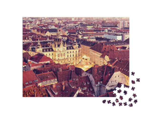 Puzzel 1000 stukjes „Graz in Oostenrijk, luchtfoto vanaf de Schlossberg“