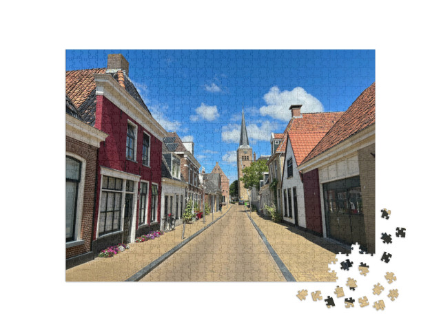 Puzzel 1000 stukjes „Straat in het historische centrum van Franeker Friesland, Nederland“